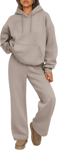 Trendy Queen Womens 2 Piece Fall Oversized Hoodie and Wide Leg