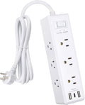 Clear Power 9-Outlet Surge Protector Power Strip with USB-C - Compact