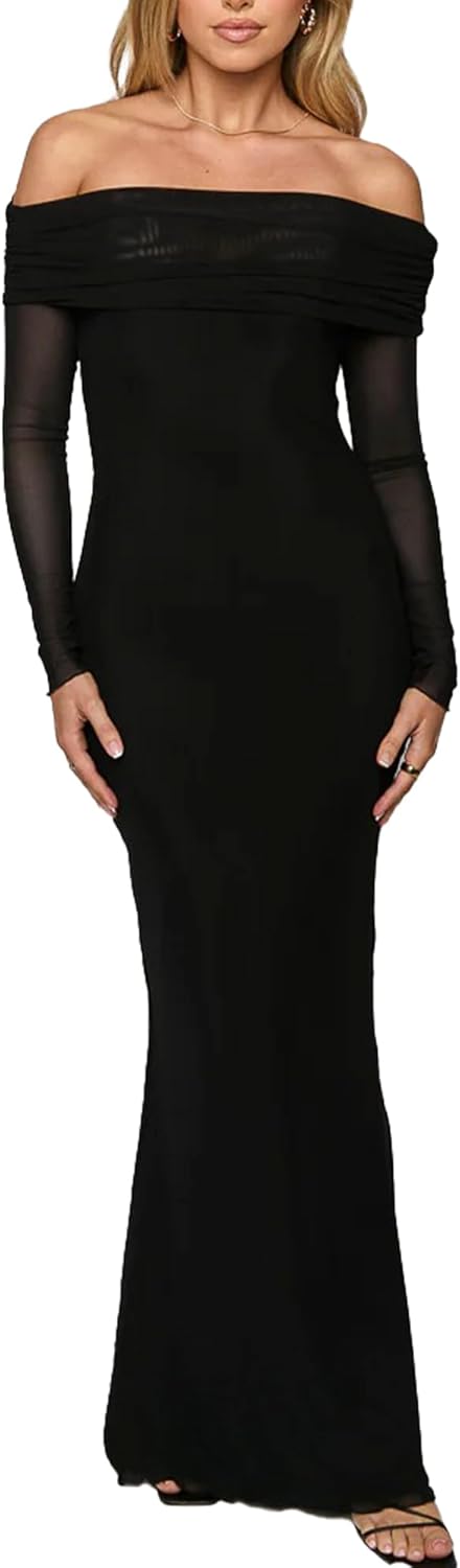 Elegant Off The Shoulder Bodycon Maxi Dress for Any Occasion