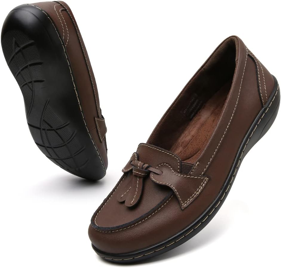 Maichal Loafers for Women: Comfort Leather Tassel Dress Shoes