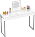 White Vanity Desk - 2 Drawers & Storage - Small Home Office Desk