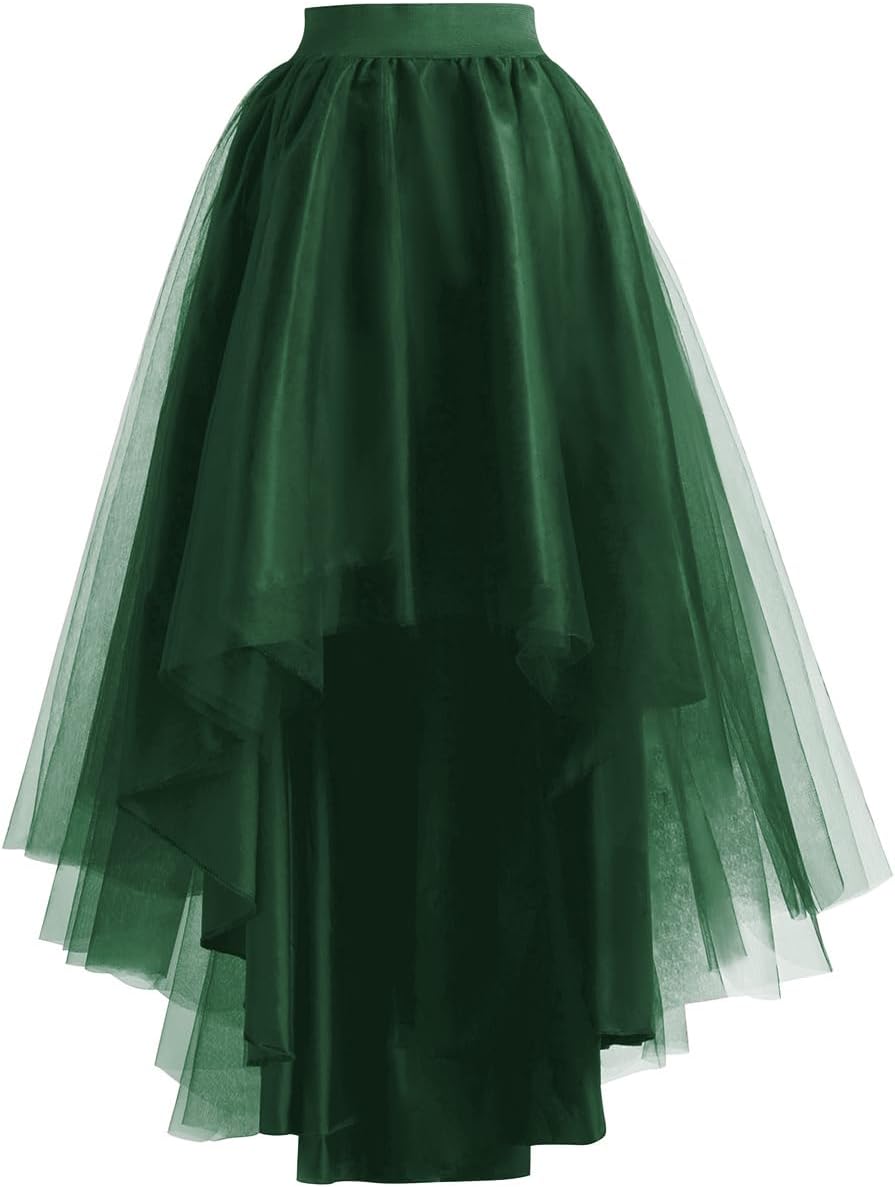 High Low Tulle Skirt for Women - Elegant Lace Up Design