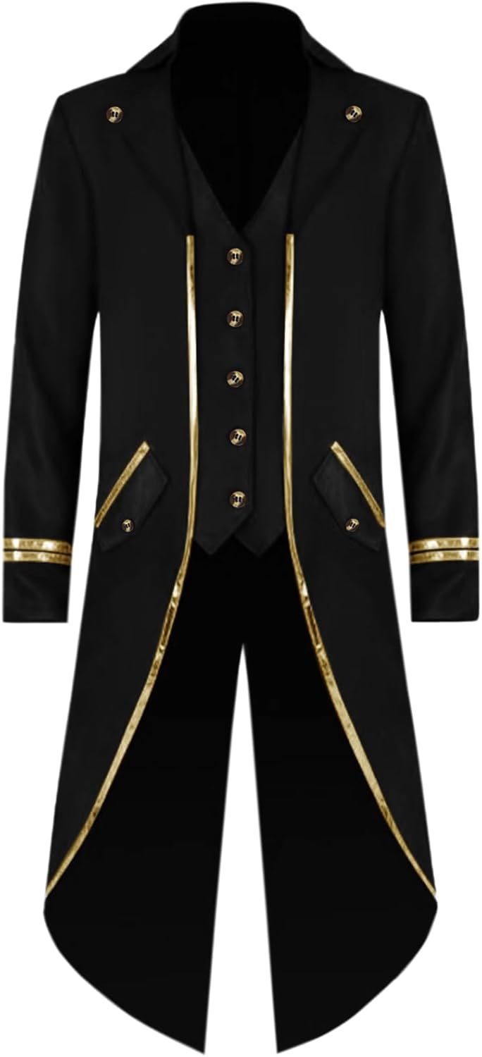 Runcati Mens Steampunk Victorian Jacket for Unique Costumes
