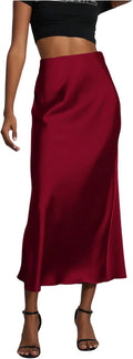 SOLY HUX Women's Satin Fishtail Midi Skirt - Elegant Office