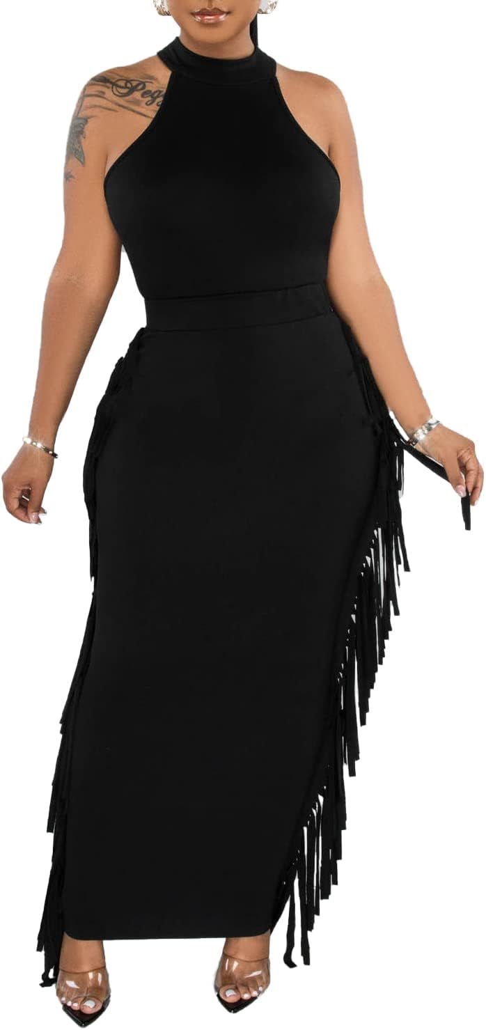2 Piece Outfits for Women with Sexy Crop Top and Bodycon Skirt