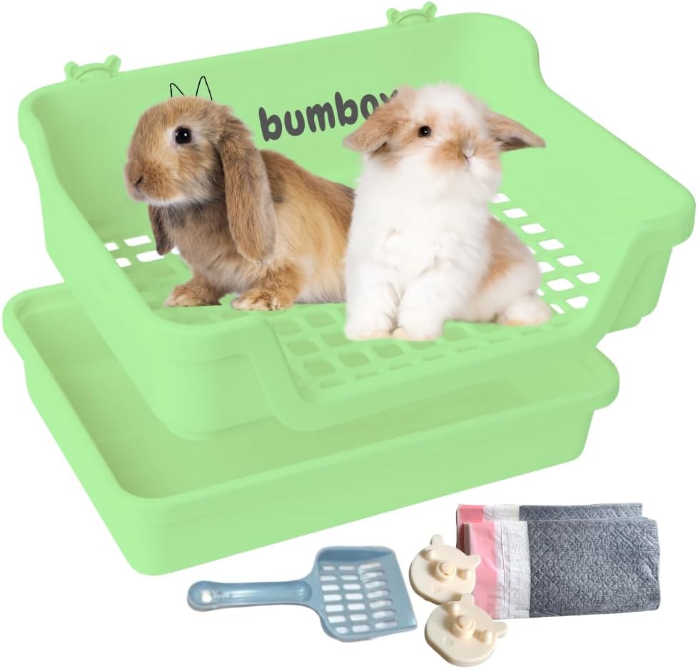 Bumbox Large Rabbit Litter Box for Small Animals, Green