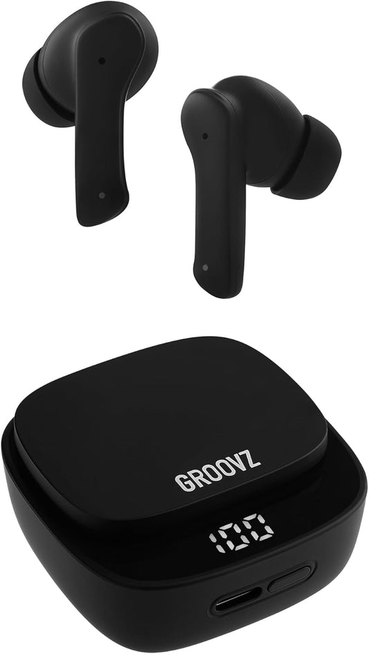 Groovz True Wireless Earbuds: 27Hrs Battery & Dual Mic for Crystal-Clear Calls