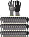 Work Gloves MicroFoam Nitrile Coated - 6 Pairs, Seamless Knit Comfort