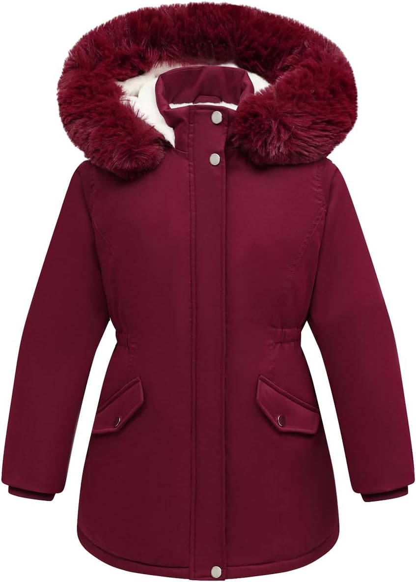 Girl's Long Waterproof Winter Coat for Kids - Warm Parka Jacket