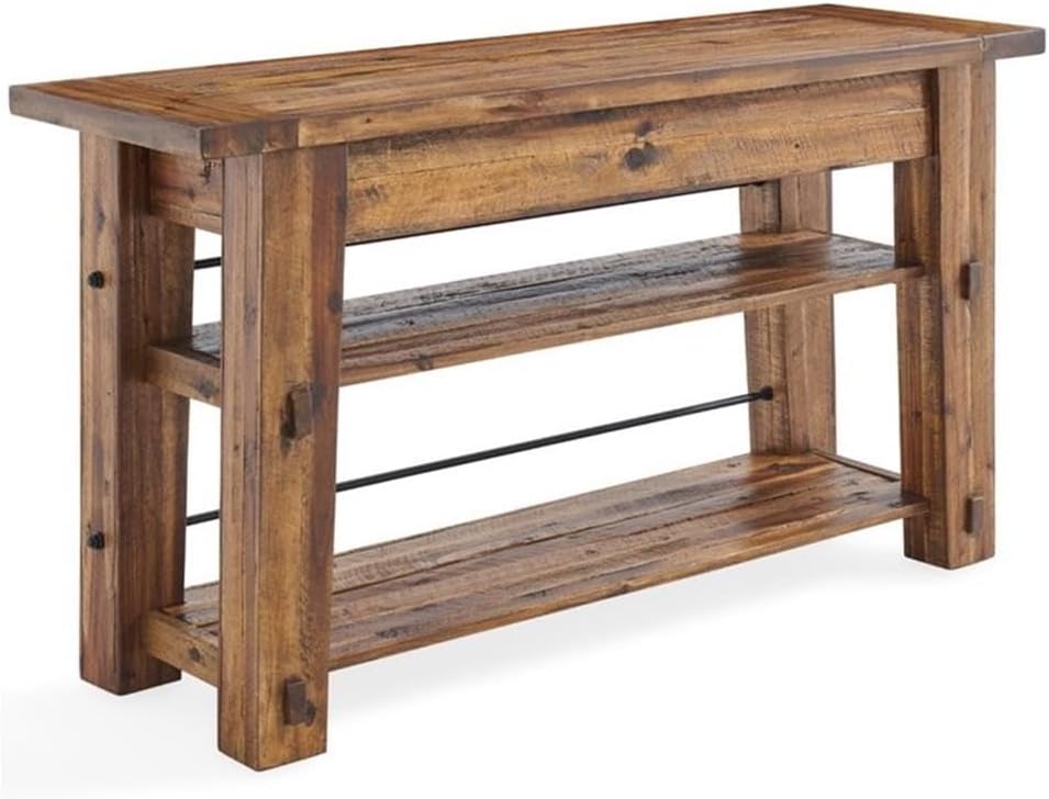 Industrial Wood Console Table - Solid Wood, Farmhouse Style