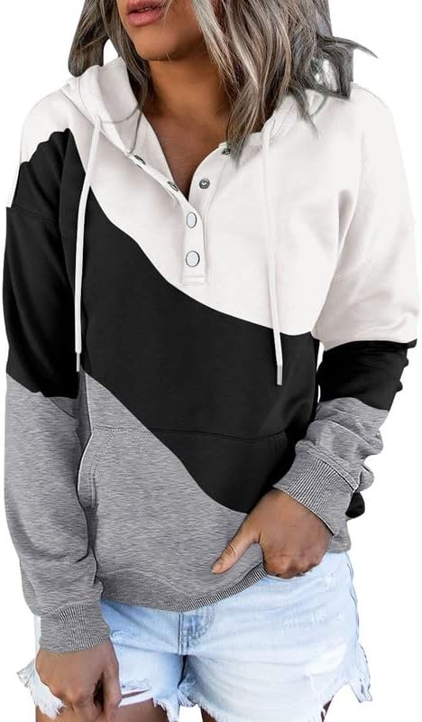 Dokotoo Womens Hooded Button Collar Casual Sweatshirts Review