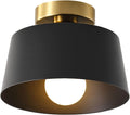 Ceiling Light Fixture Matte Black Shade with Gold Plate - Modern Semi