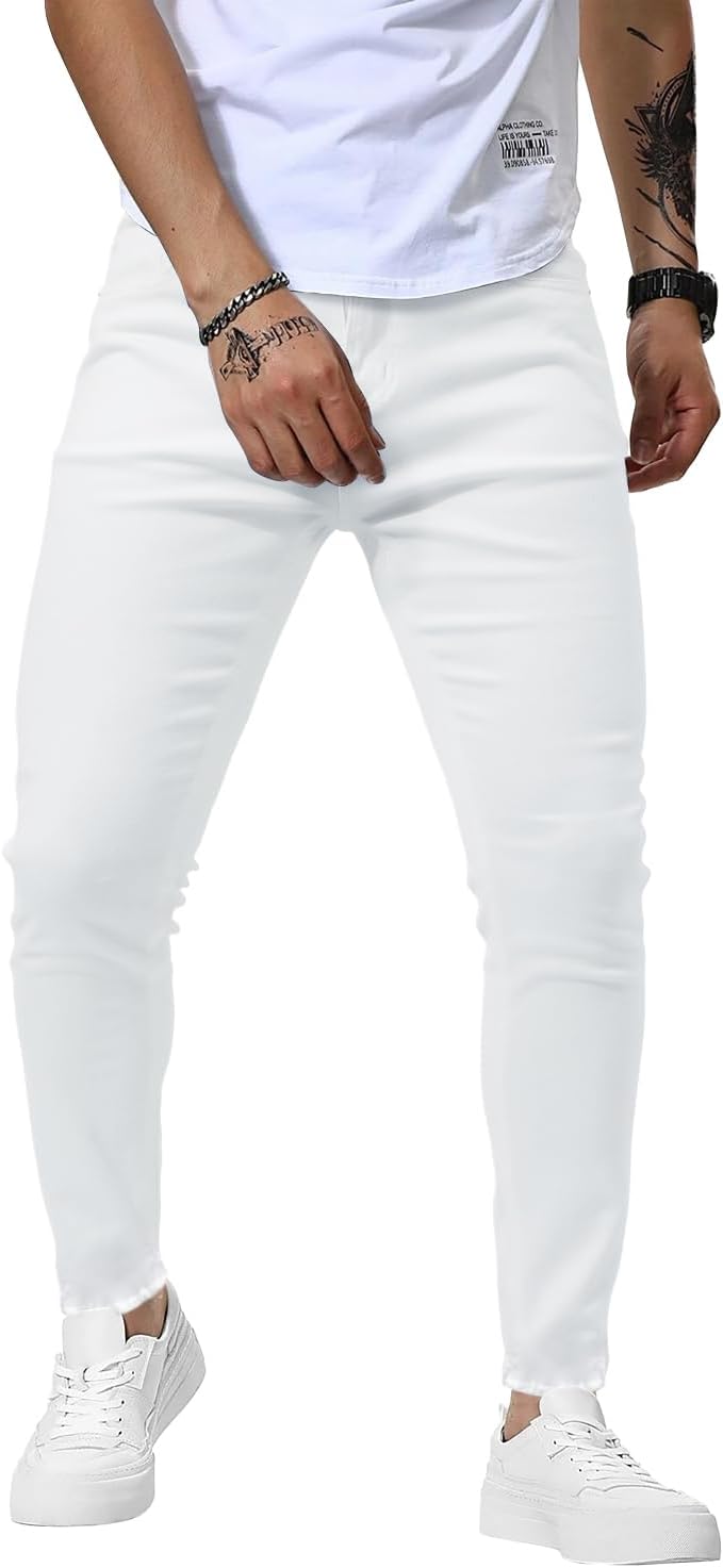 Woenzaia Mens Slim Fit Skinny Denim Stretch Tapered Jean Pants