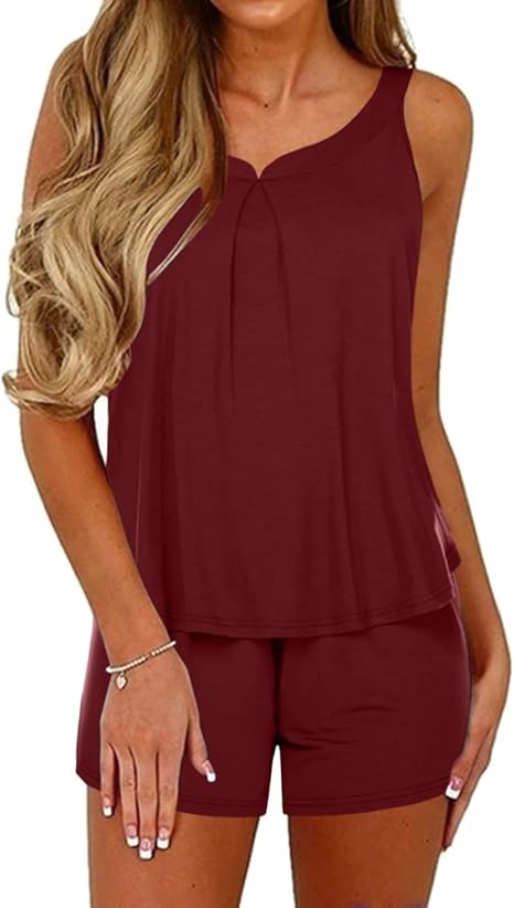 Ekouaer Pajamas Sets for Women Tank Tops with Shorts Sleepwear