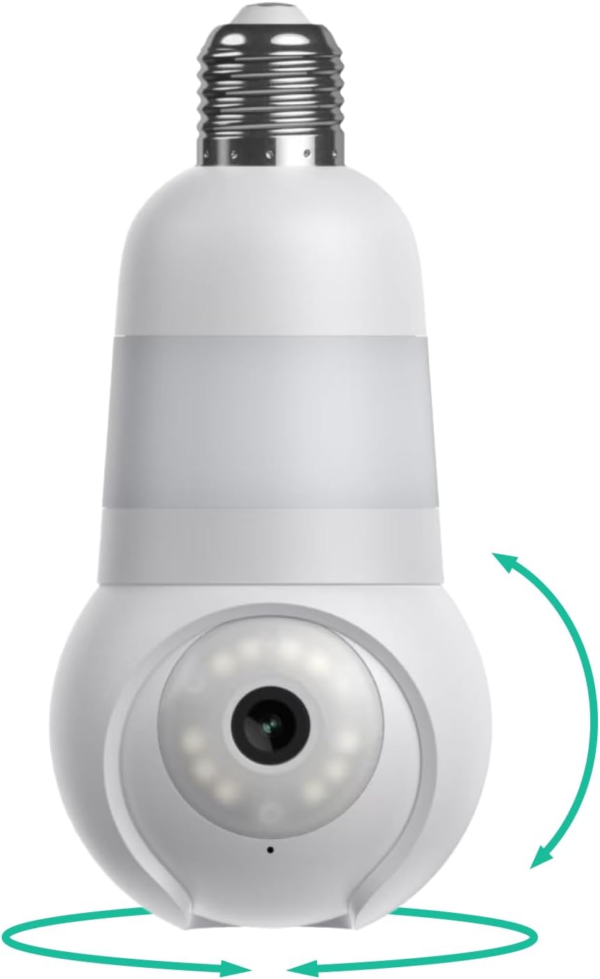 Luna Light Bulb Security Cameras with 360 Pan Tilt for Safety