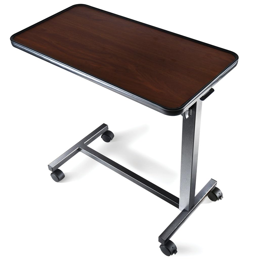 Adjustable Overbed Bedside Table with Wheels for Comfort