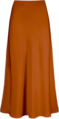 Women's Satin High Waisted Maxi Skirts A Line Long Skirt - Elegant Fit