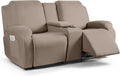 Reclining Loveseat Slipcover with Middle Console - Stretch Khaki Fit
