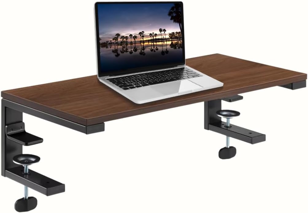 Ergonomic Clamp on Computer Monitor Riser Stand with Drawer