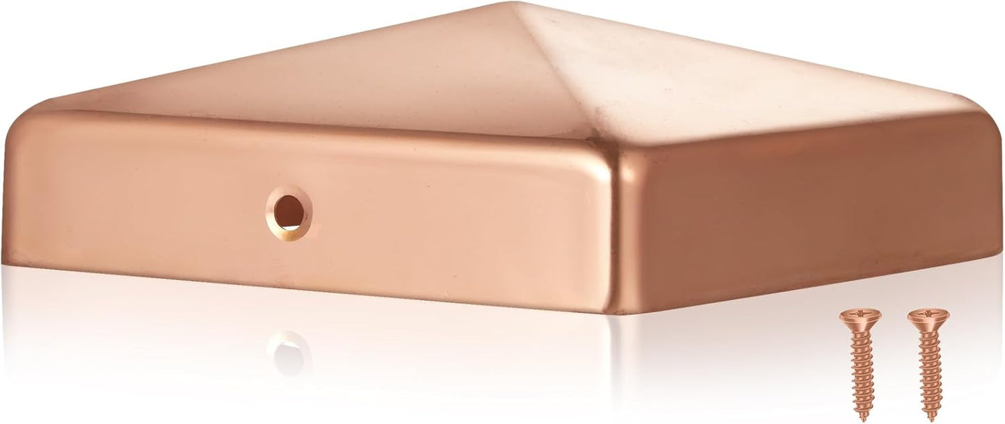 Solid Copper Post Caps for 6x6 Inch Fence and Deck Posts