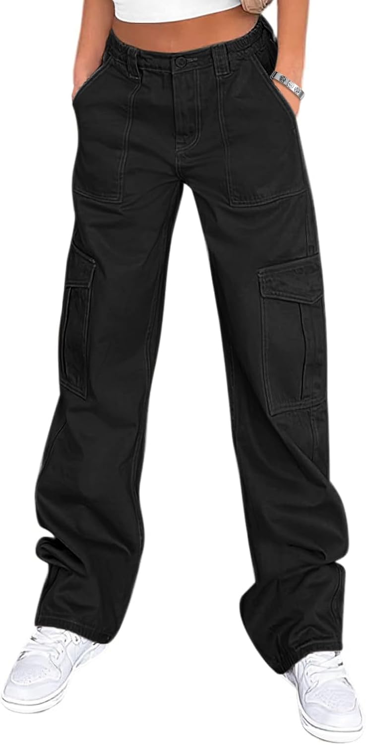 Lepunuo High Waisted Wide Leg Cargo Pants - 6 Pockets!