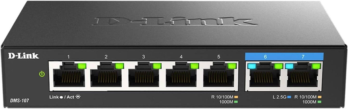 D-Link 7-Port 2.5GB Unmanaged Gaming Switch for High-Speed Networks