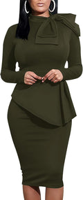 Women's Peplum Bodycon Long Sleeve Work to Party Dress - Flattering is