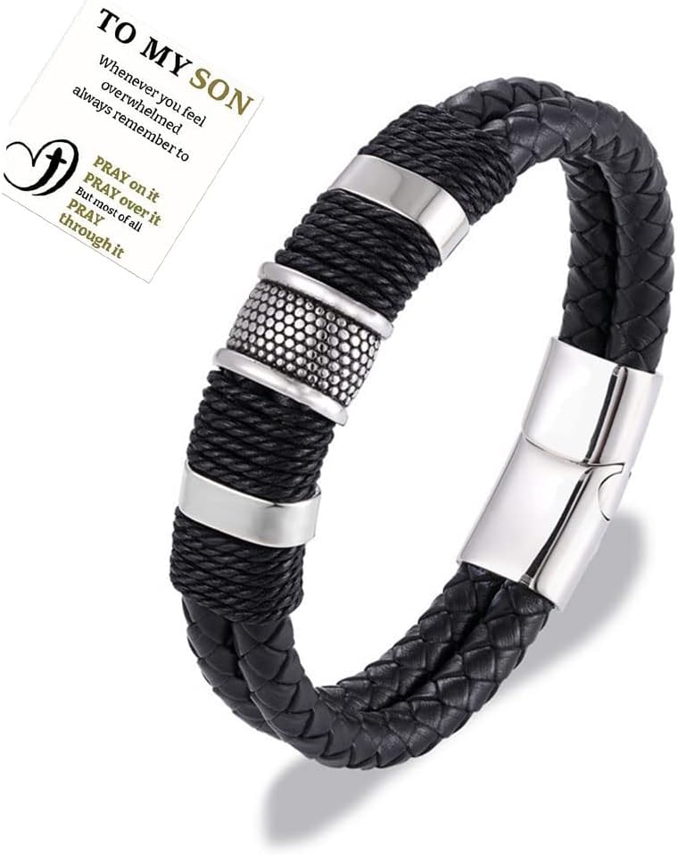 Handmade Braided Leather Bracelet 'Love You Forever' - DIOWUS