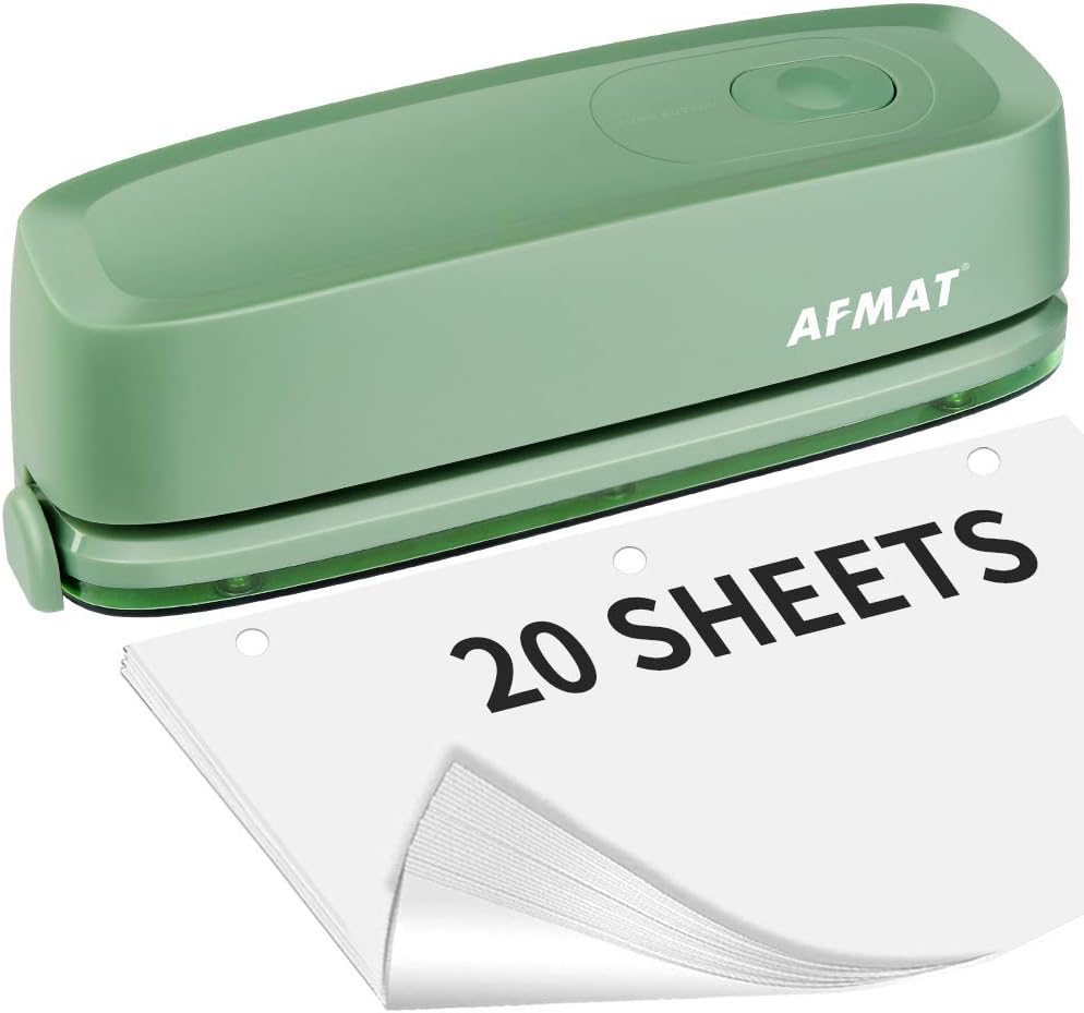 AFMAT Electric 3 Hole Punch for Effortless Paper Punching