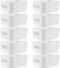 Plastic Storage Bins 10 Pcs White Pantry Organizer Bins - Compact Home