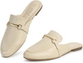 MUSSHOE Mules for Woman Buckle Flats Comfortable Slip on Backless feet