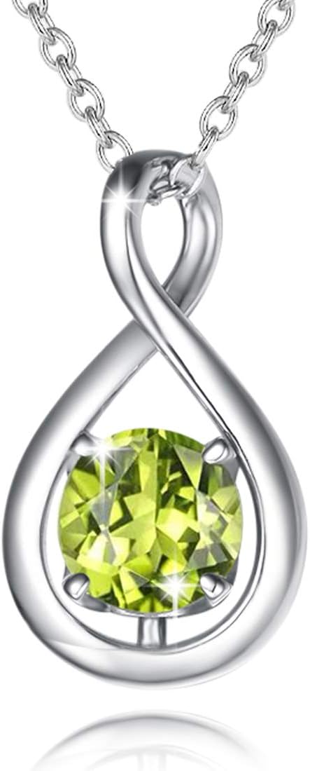 FANCIME Birthstone Necklaces for Women - Dainty Infinity Pendant