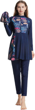 Muslim Swimsuits for Women Long Sleeve Burkini Full Cover Swimwear