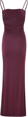 Women's Cutout Backless Maxi Dress - Sleek Sleeveless Bodycon Fit