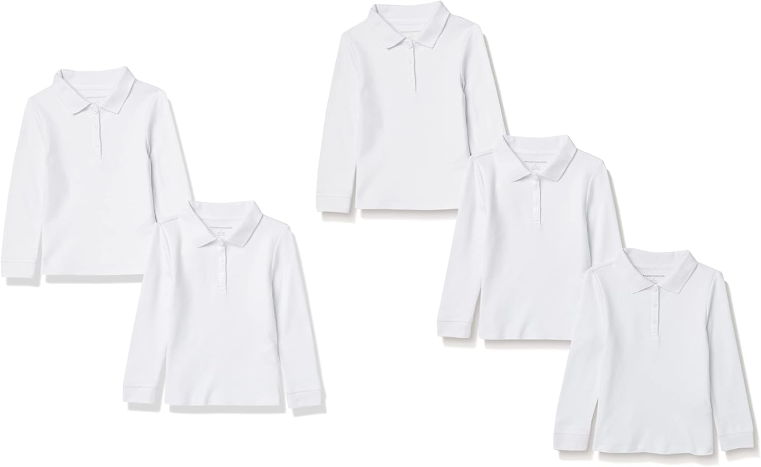 Classic Fit Long-Sleeve Interlock Polo Shirts for Girls and Toddlers