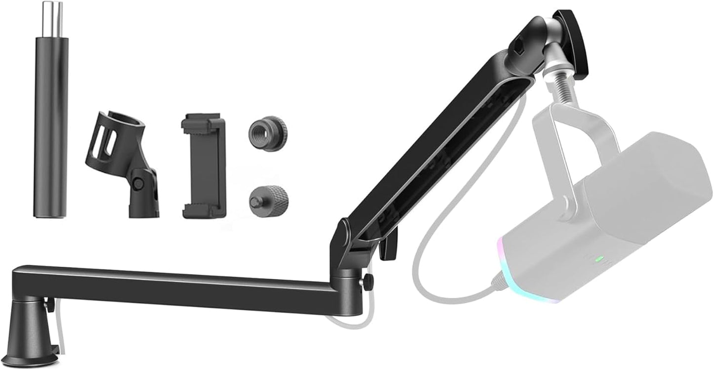 Low Profile Mic Arm with Extra Riser for Flexible Positioning