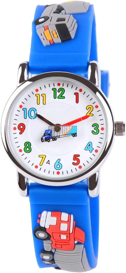 Venhoo Cute Blue Truck Kids Watch | Waterproof Silicone | Ages 3-10