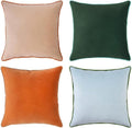 Decorative Velvet Throw Pillow Covers Set of 4 - Color Block Accent