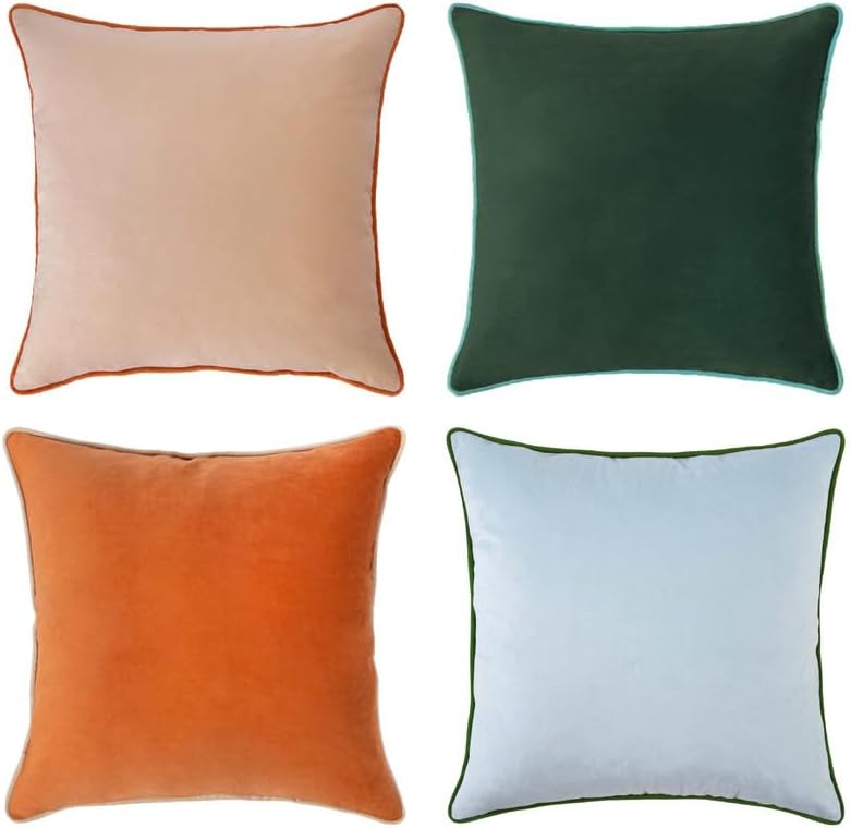 Decorative Throw Pillow Covers Set of 4 Soft Velvet Designs