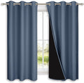 Blackout Curtains 100% Blackout Thermal Stone Blue - Patio Door Panels