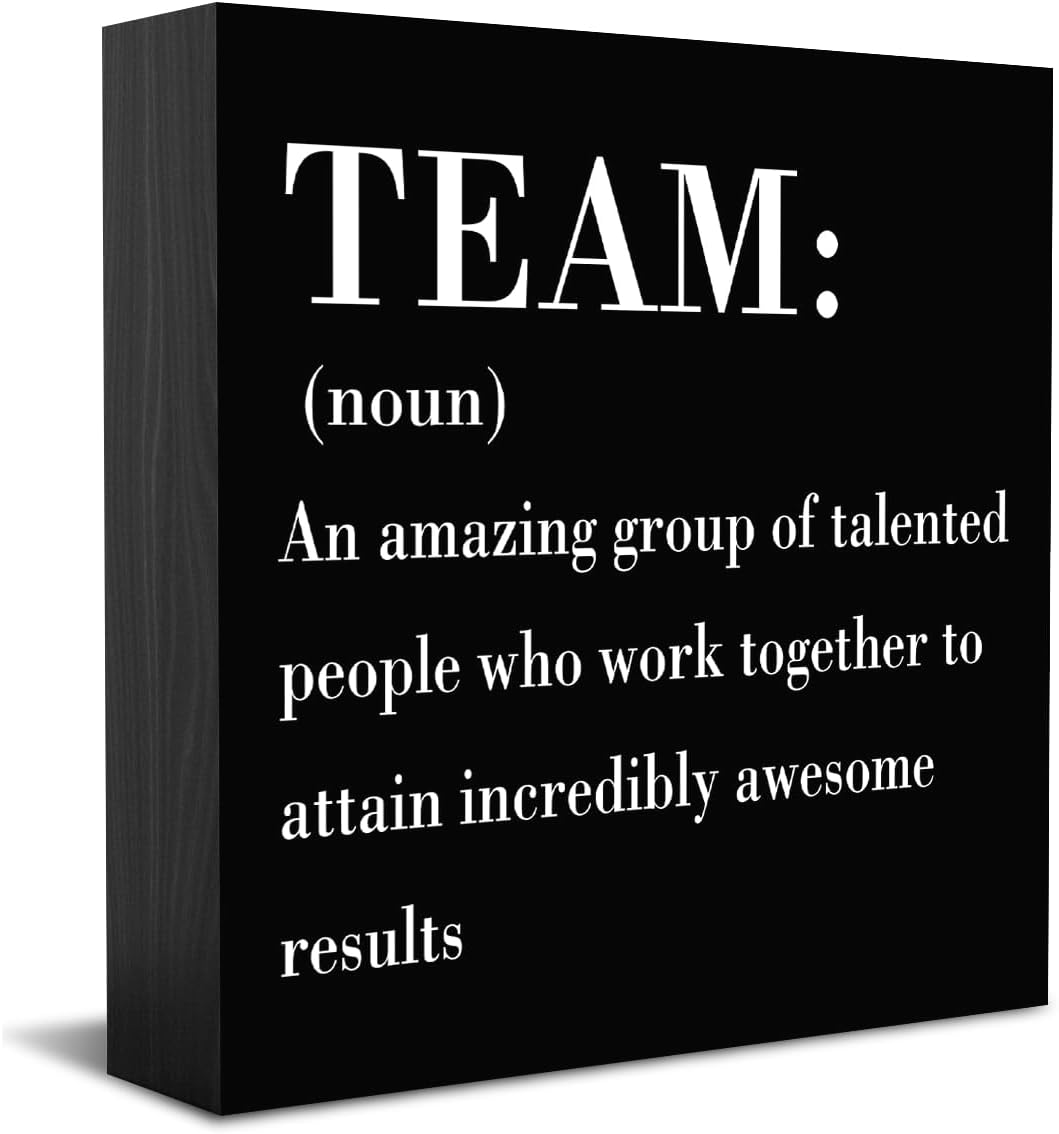 Witty Team Definition Box Sign | Rustic Office Decor
