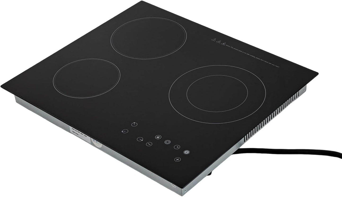 Electric Cooktop 3-Burners Radiant Ceramic Stovetop for Kitchens