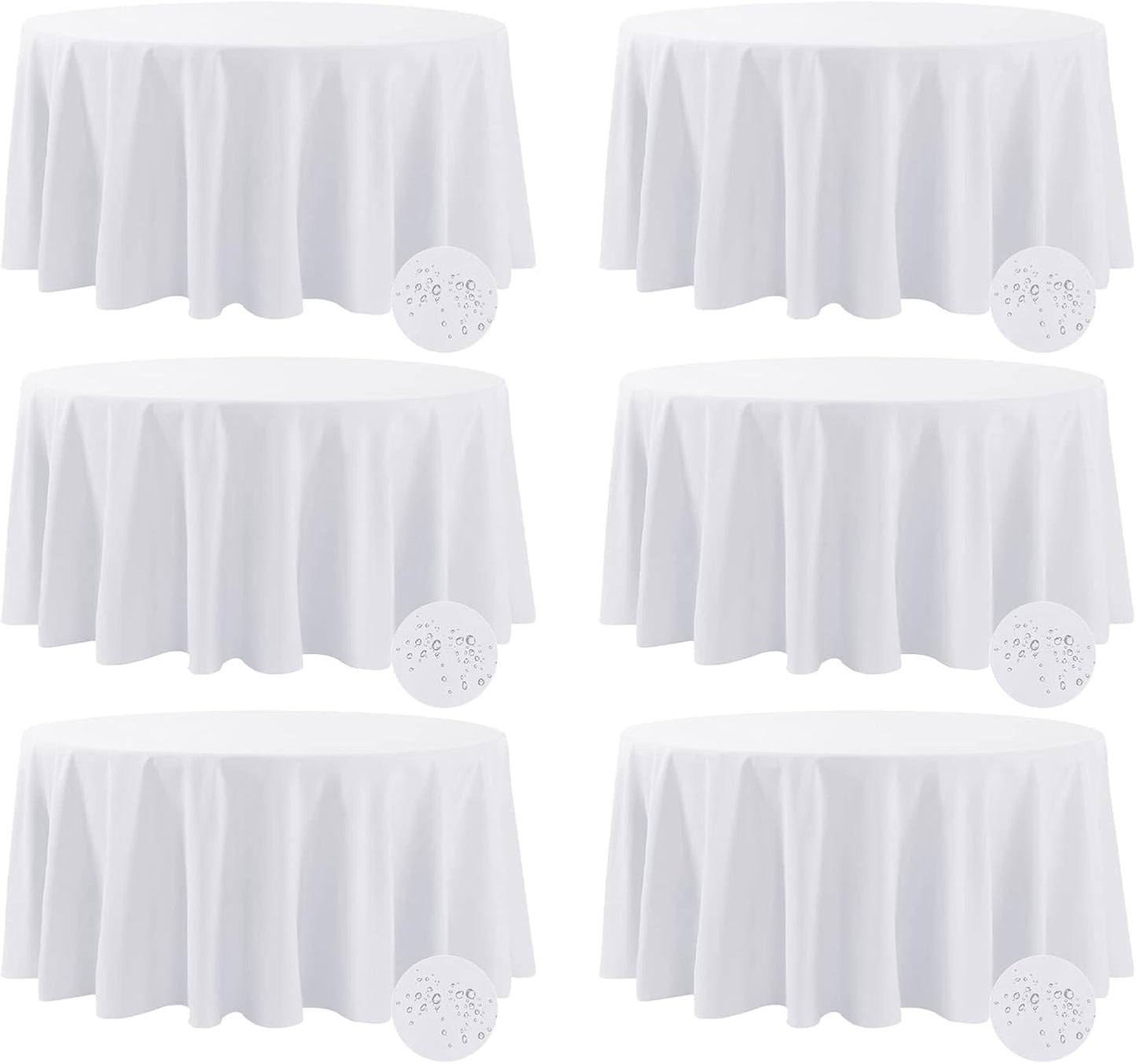Fokitut Waterproof Round Tablecloth 132 Inch for Events and Dining