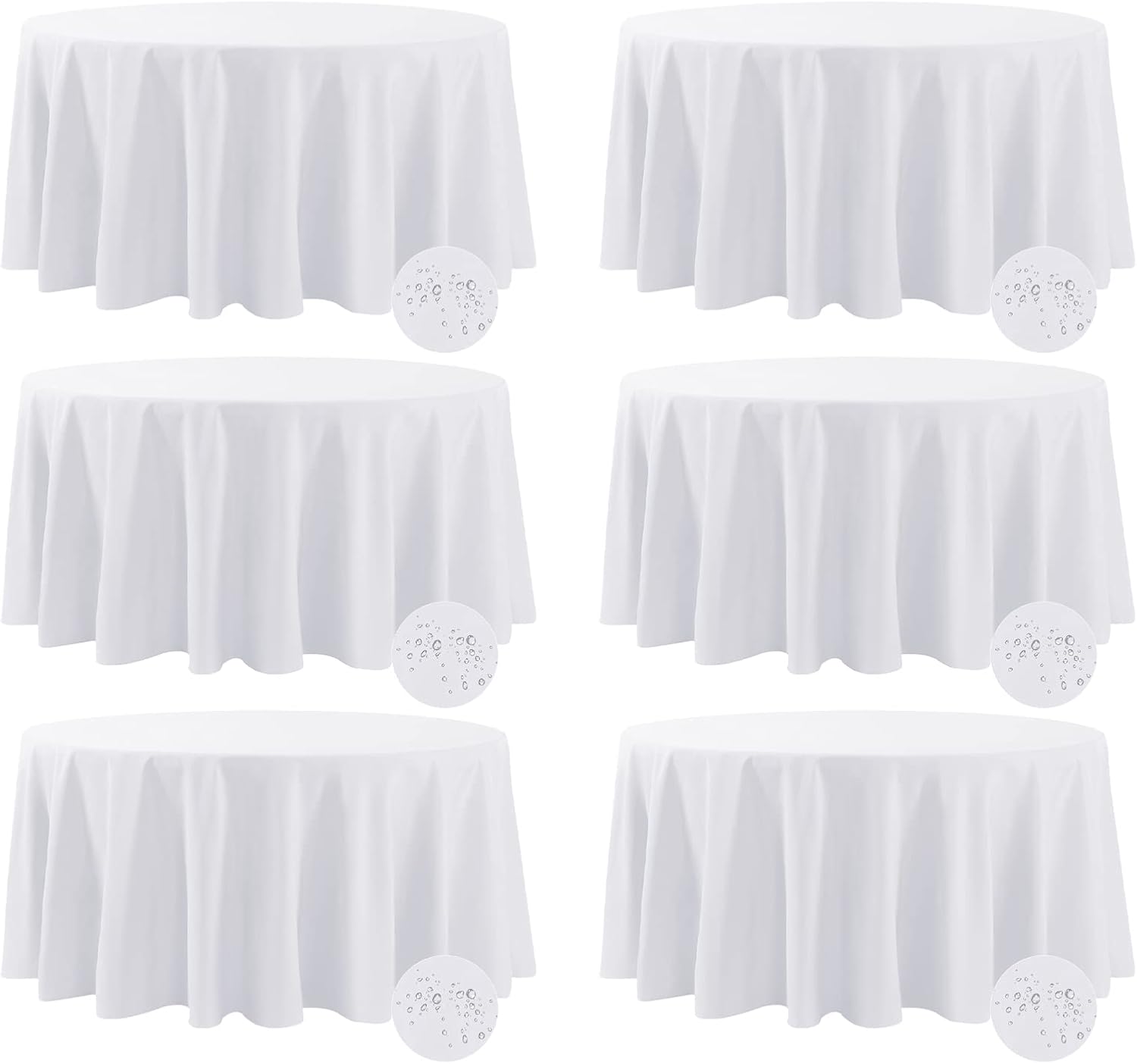 Fokitut Waterproof Round Tablecloth 132 Inch for Events and Dining