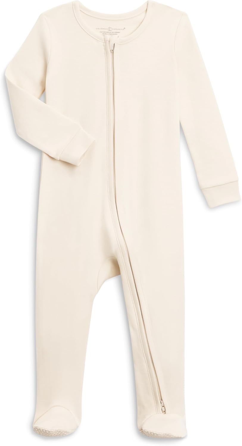 Organic Cotton Baby Zip-Up Footed Sleeper for Newborns