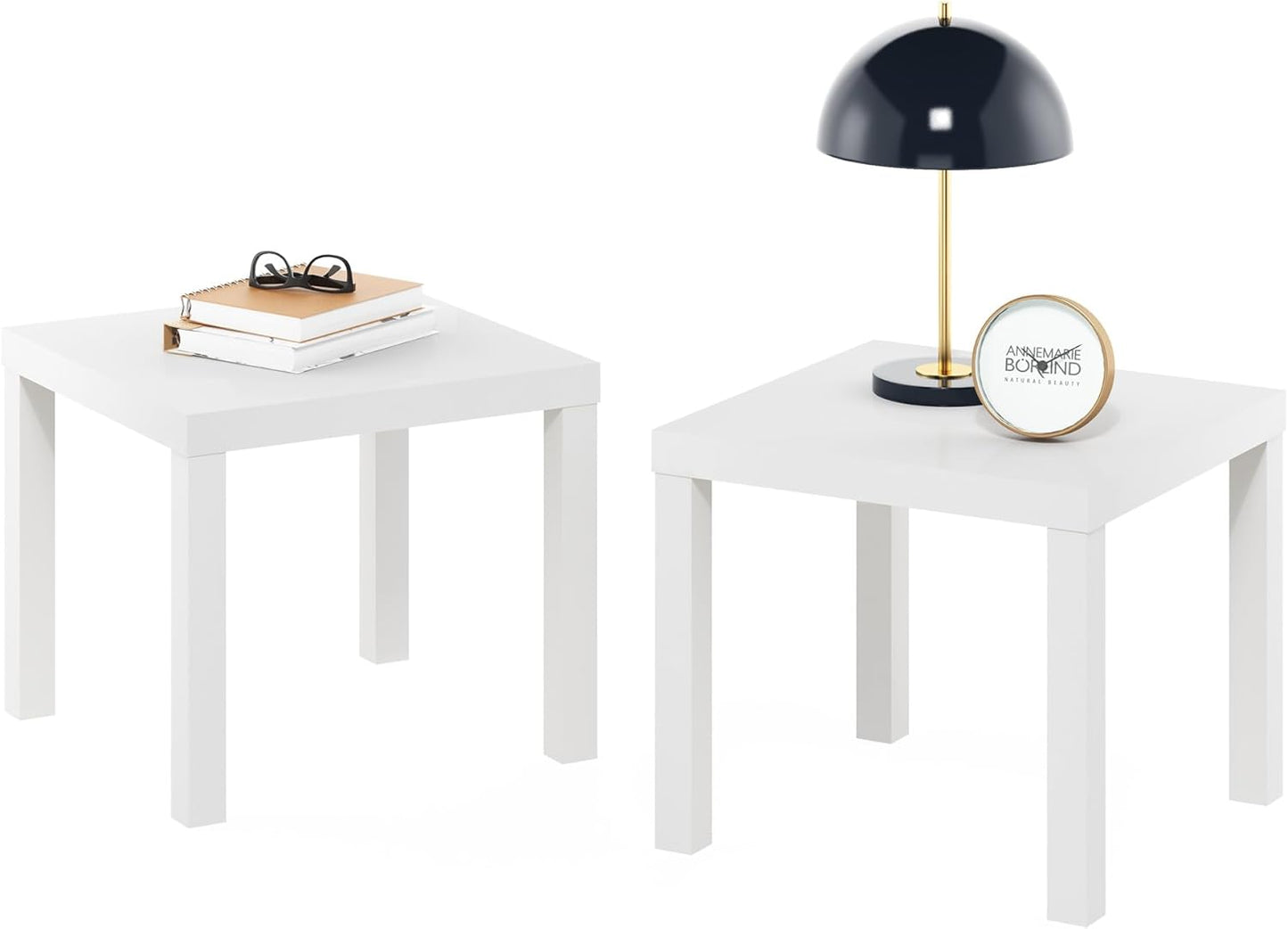 Furinno Classic Homey Square Parsons Side End Table Set of 2