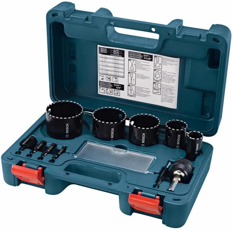 BOSCH HDG11 11-Piece Diamond Hole Saw Set for Hard Materials