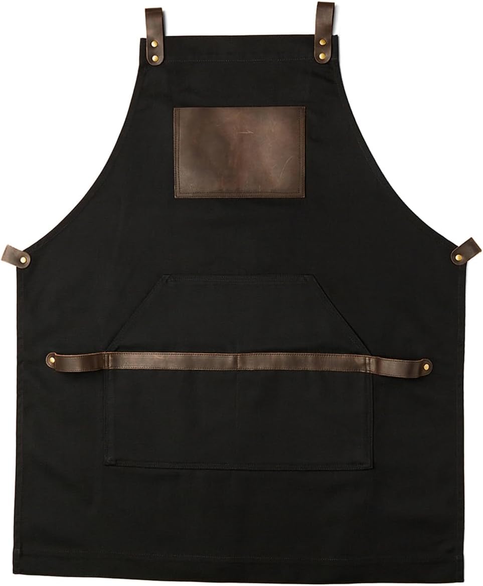Work Apron in Non-Waxed Canvas with Adjustable Cross Straps
