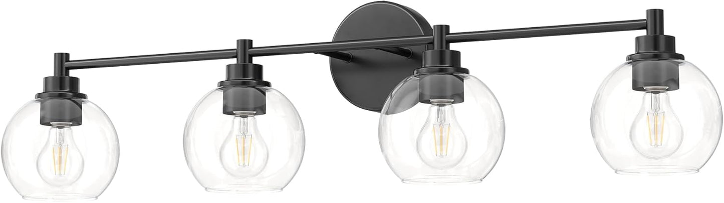 VONLUCE 4-Light Bathroom Vanity Light with Globe Glass Shades