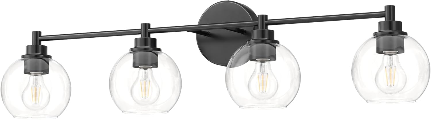 VONLUCE 4-Light Bathroom Vanity Light with Globe Glass Shades